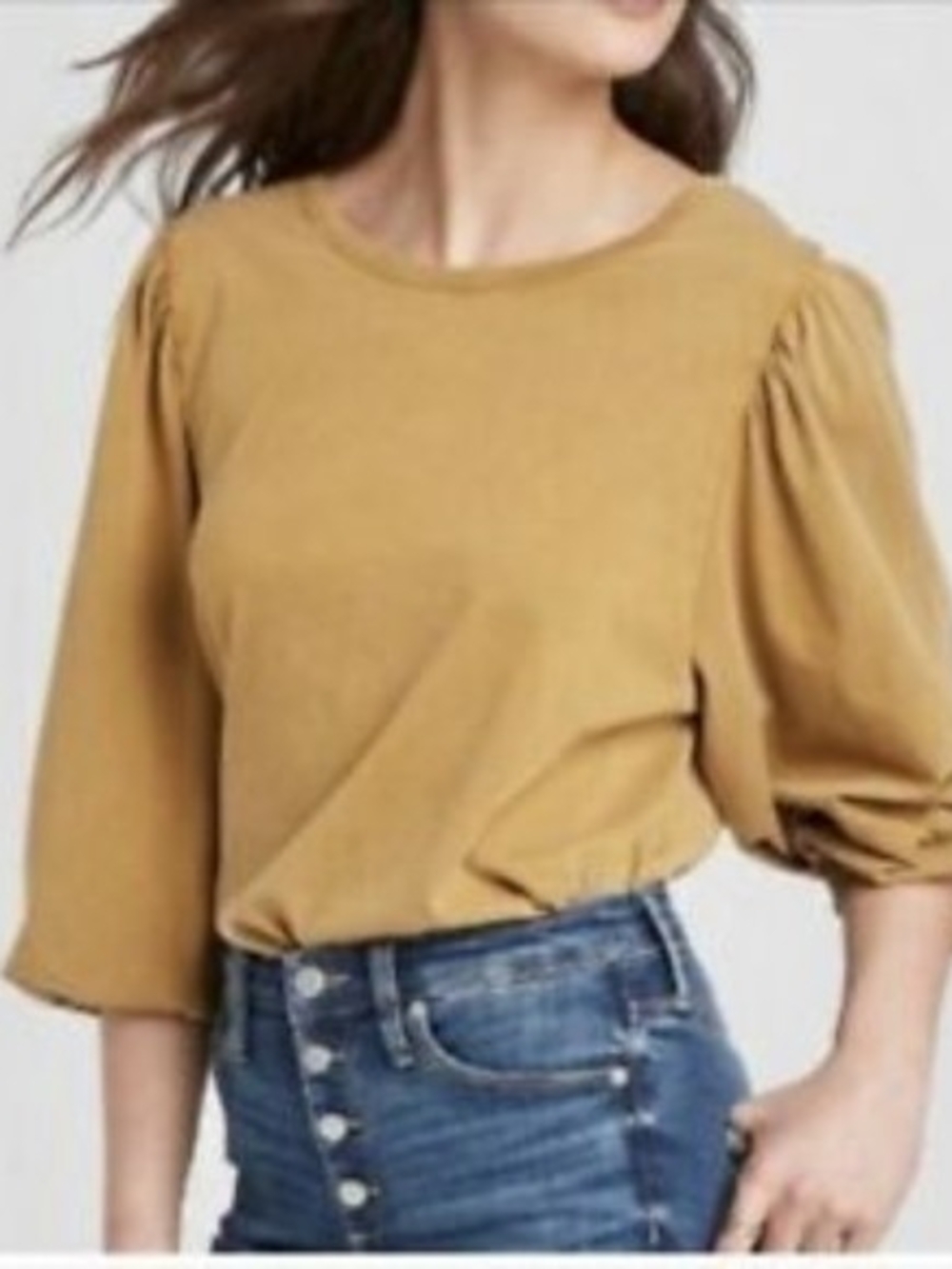 Universal Thread Mustard Yellow Scoop-Neck Long Sleeve Top